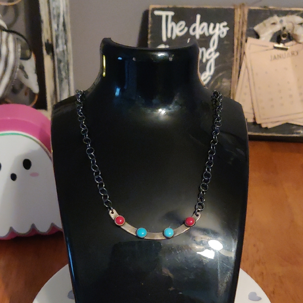 Tqurousie And Red Coral Navajo Handmade By Indians 18-20 Inches 925